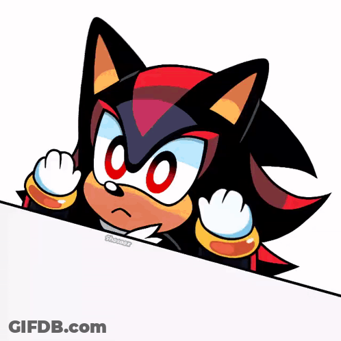 Shadow The Hedgehog Peeking Over Sign GIF