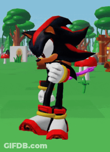 Shadow The Hedgehog Standing In Grass GIF