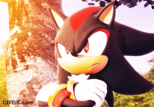 Shadow The Hedgehog Standing Next To Tree GIF