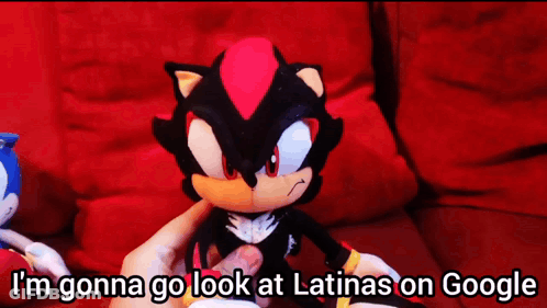 Shadow The Hedgehog Stuffed Animal Being Held GIF