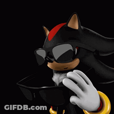 Shadow The Hedgehog Wearing Sunglasses And Yellow Bracelet GIF