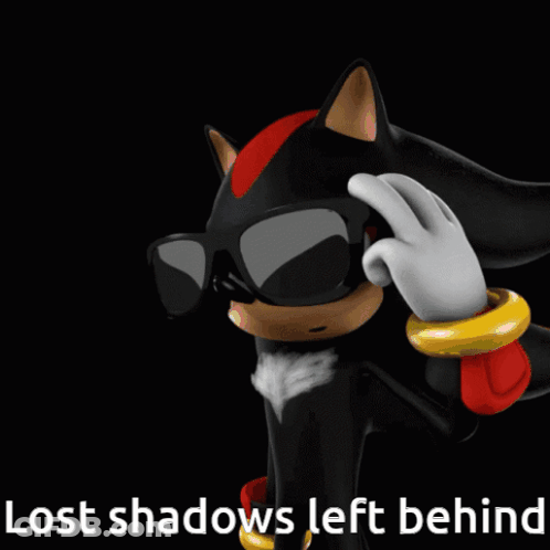 Shadow The Hedgehog Wearing Sunglasses With The Words Lost Shadows Left Behind Behind Him GIF