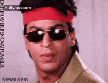 Shah Rukh Khan In Sunglasses And Red Headband GIF