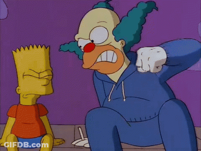 Shake Fist Krusty The Clown Bart Simpson GIF