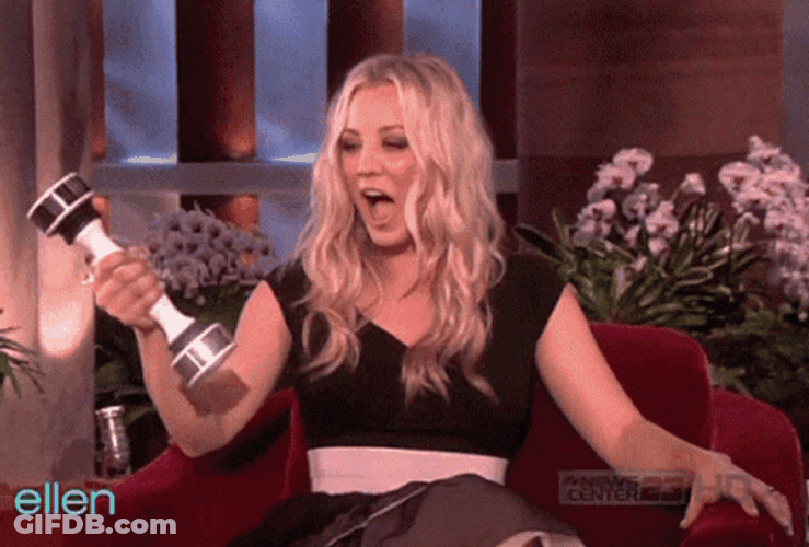 Shake Weight Kaley Cuoco On Ellen GIF