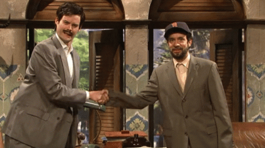 Shaking Hands Mustche Guys GIF