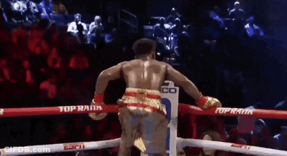 Shakur Stevenson Climbing Up The Ring Ropes GIF
