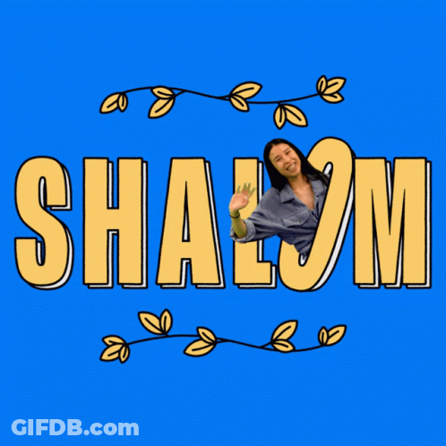 Shalom On Blue Background With Woman GIF