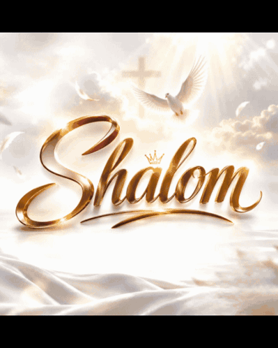 Shalom On White Cloth With Cross GIF