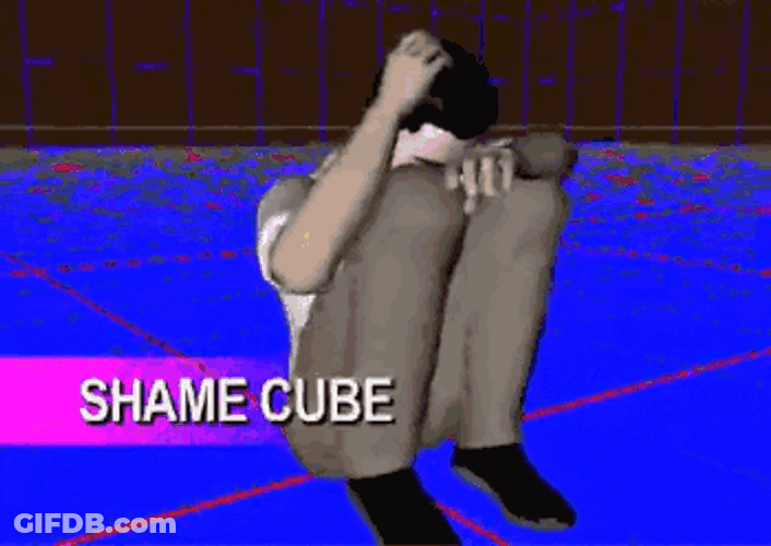 Shame Man Hiding In Cube GIF
