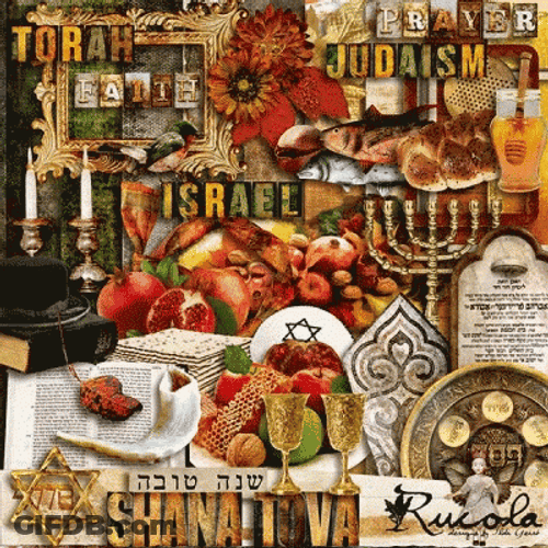 Shana Tova Aesthetic Collage Jewish Celebration GIF