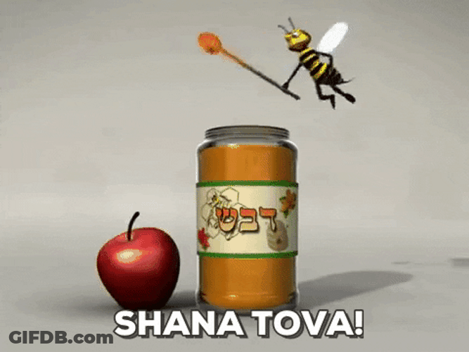 Shana Tova Bee Chasing Apple GIF