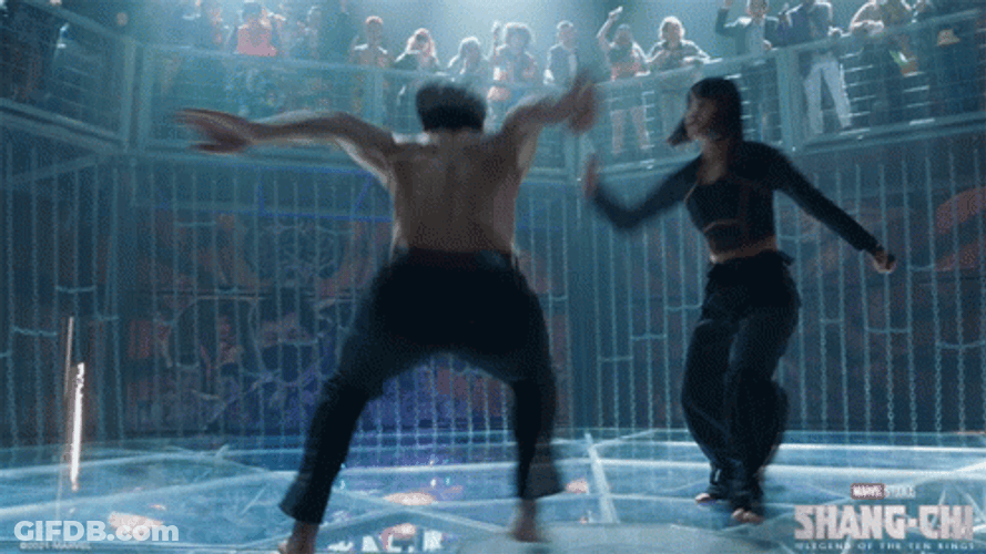 Shang Chi Dodging Kick GIF