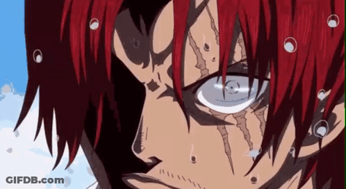 Shanks From One Piece Close Up Red Hair Blue Eyes GIF
