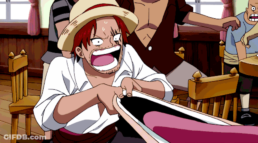 Shanks Luffy One Piece Stretch Mouth GIF