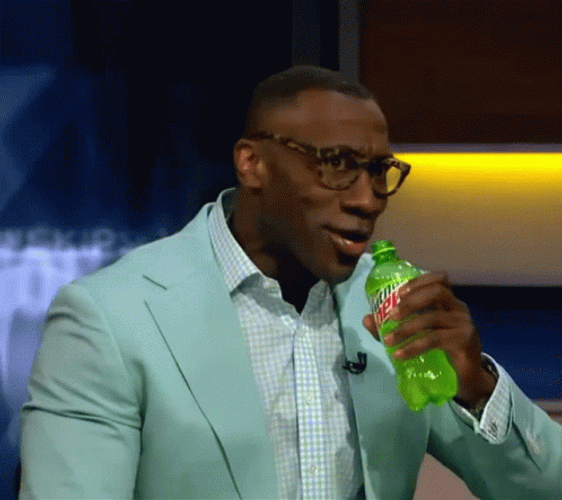 Shannon Sharpe Drinking Mountain Dew GIF