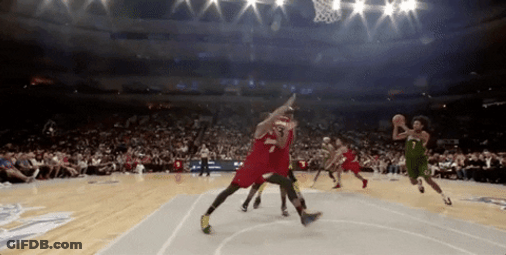 Shaq Dunking Jump Scored GIF