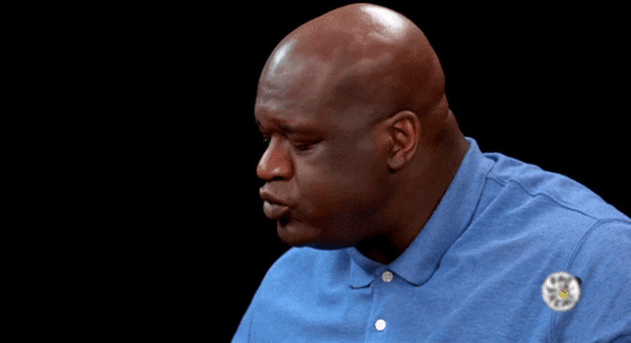 Shaq Eating Spicy GIF
