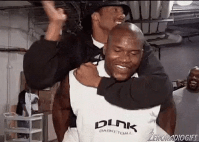 Shaq Piggybacks Kobe Bryant GIF