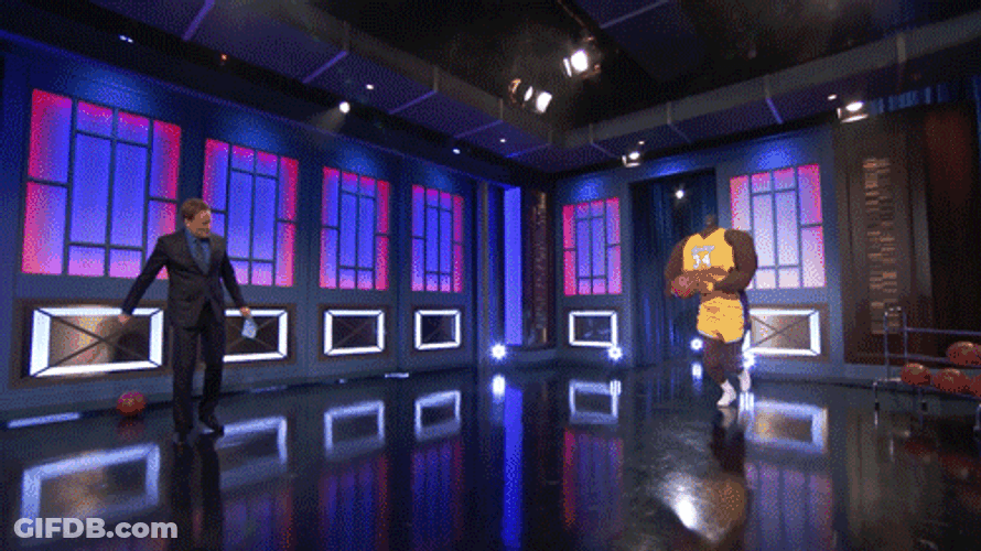 Shaquille O'neal Basketball Dunk Mascot GIF