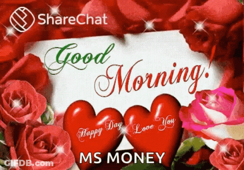 ShareChat Greeting Card With Red Hearts And Roses GIF