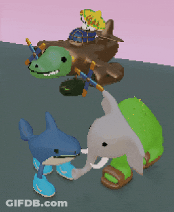 Shark And Elephant Pixel Art GIF