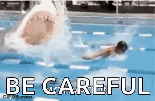 Shark Attacking Man In Swimming Pool Be Careful GIF