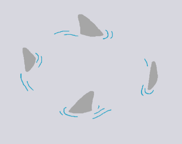 Shark Fins Cartoon Circling GIF