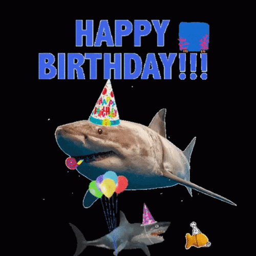 Shark Happy Birthday Fishing Art Piece GIF