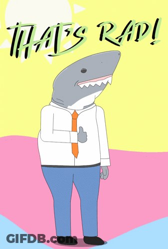 Shark In White Shirt And Tie Saying Rad GIF