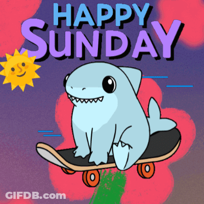 Shark On Skateboard Happy Sunday GIF