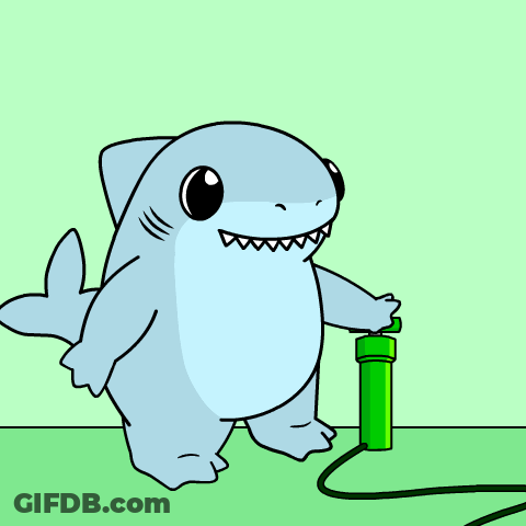 Shark Pumping Green Object Saying Pump It GIF