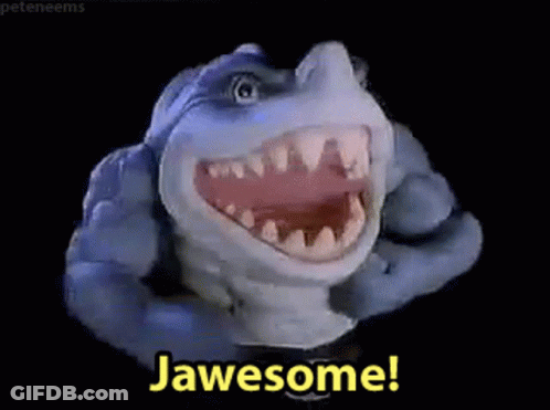 Shark Puppet Smiling Saying Jawsome GIF