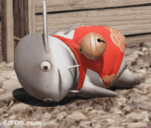 Shark Stuffed Animal With Red Scarf GIF