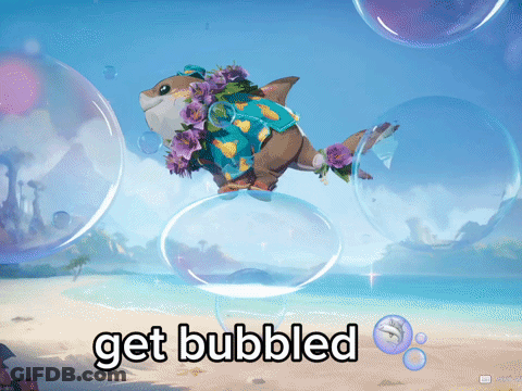 Shark Surrounded By Bubbles With Text Get Bubbled GIF