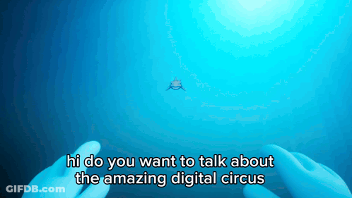 Shark Swimming In Ocean With Hi Digital Circus GIF