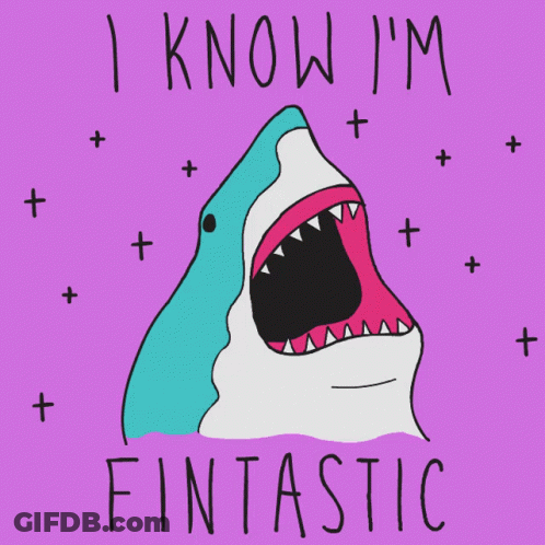 Shark With Mouth Open Saying I Know I'm Fantastic GIF