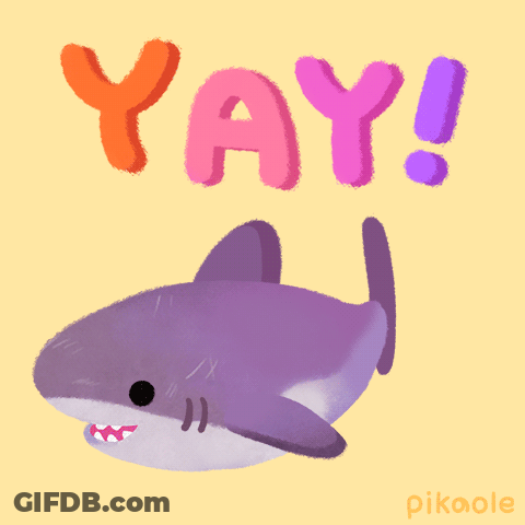 Shark With Yay Above GIF