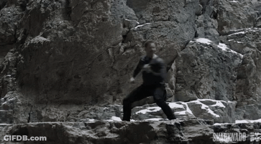 Sharknado Fin Shepard Smashing Shark GIF
