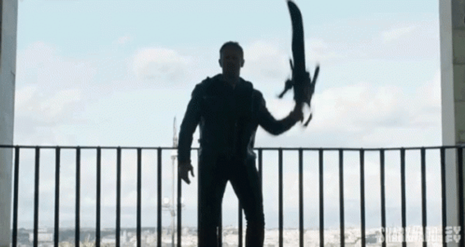Sharknado Fin Shepard With Chainsaw GIF