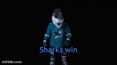 Sharks Mascot Saying Sharks Win GIF