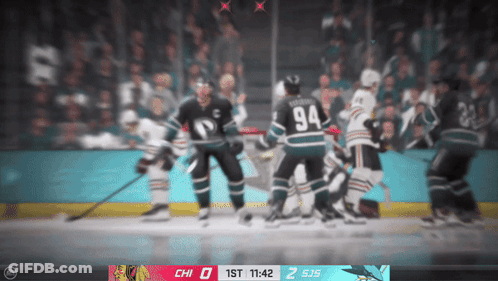 Sharks Vs Blackhawks Hockey Game GIF