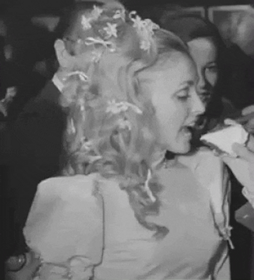 Sharon Tate Eating A Cake GIF