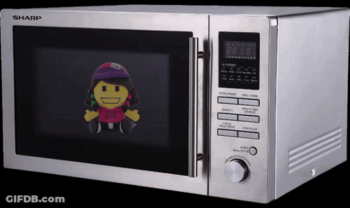 Sharp Microwave With Smiley Face Inside GIF
