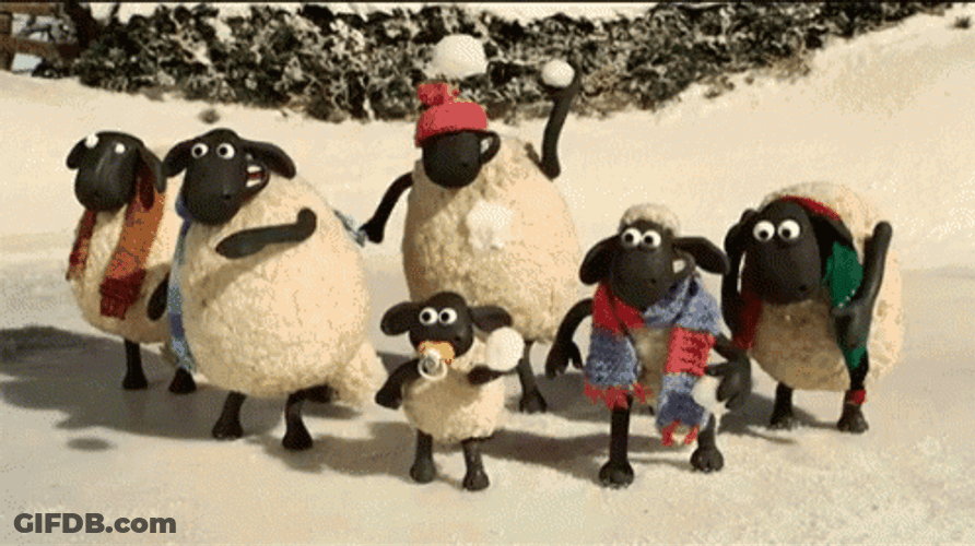 Shaun The Sheep Snowball Fight GIF