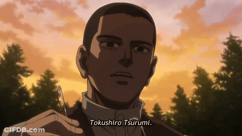 Shaved Head Man Holding Scissors Tokushiro Tsurumi GIF