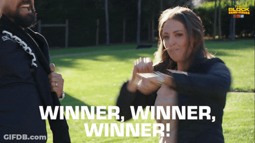 She Celebrating Winner Winner Chicken Dinner GIF