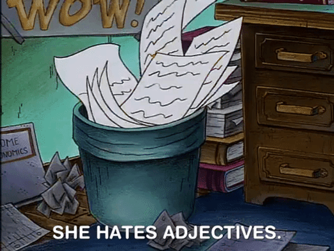 She Hates Adjectives GIF