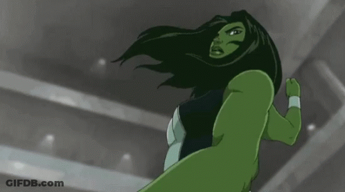 She-Hulk Is A Female Superhero From The Marvel Comics And Is Flying Through The Air . GIF