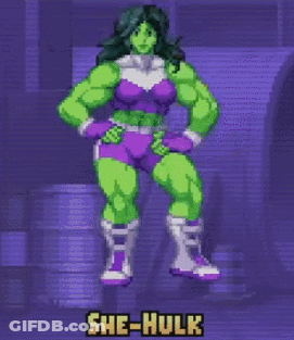 She-Hulk Pixel Art Purple Background GIF